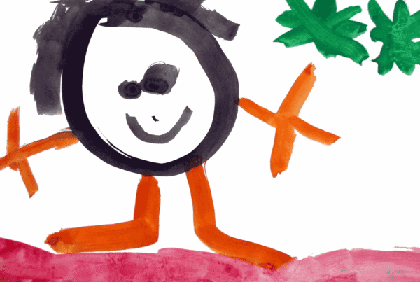 Kopffuessler. Kinderbild mit Wasserfarben