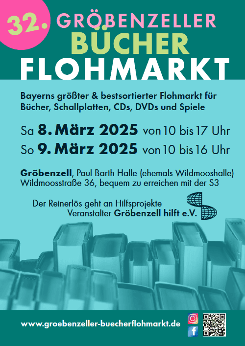Ankündigungsplakat für Bücherflohmarkt