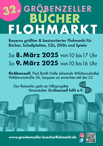 Ankündigungsplakat für Bücherflohmarkt