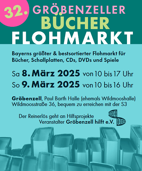 Ankündigungsplakat für Bücherflohmarkt